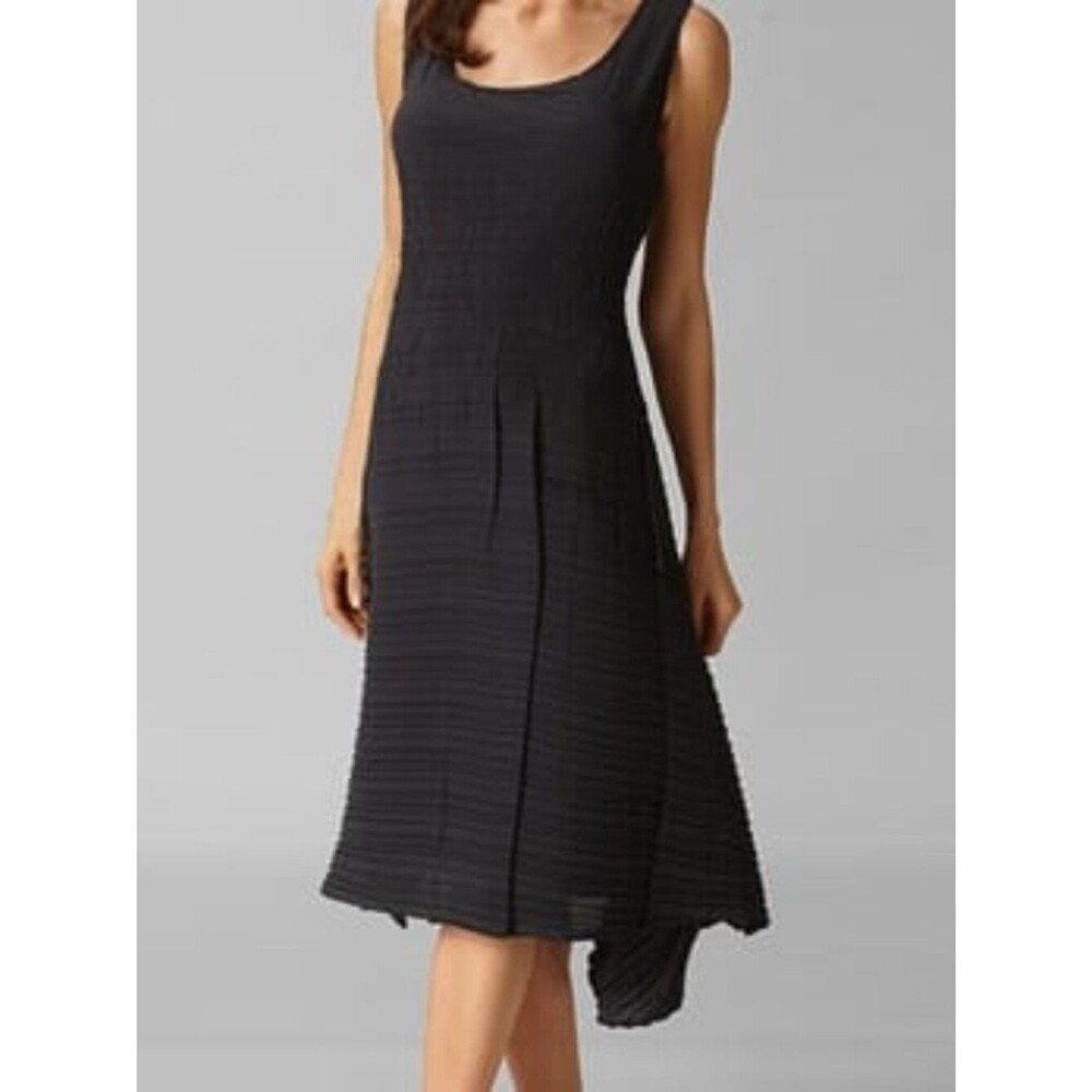 Babette San Francisco Black Crinkle Pleated Sleeveless Midi Dress Size M